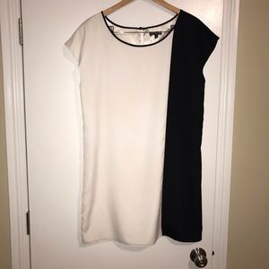 White and black women’s Express dress